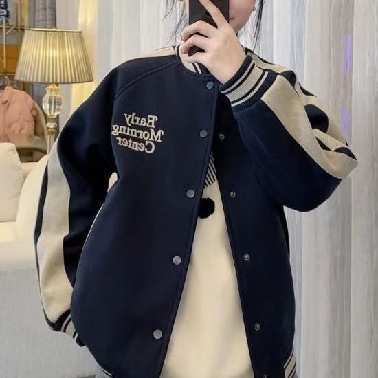 Womens AutumnWinter Stylish Loose-Fit Slimming Fleece-Lined Padded Jacket