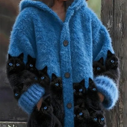 New FallWinter Blue Plush Puppy Hoodie