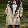 Suede Coat With Horn Buttons Fleece-lined For Warmth And Featuring Pockets