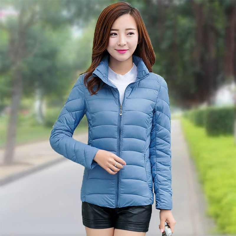 Slim-fit Lightweight Down Puffer Coat For Winter In Plus Sizes