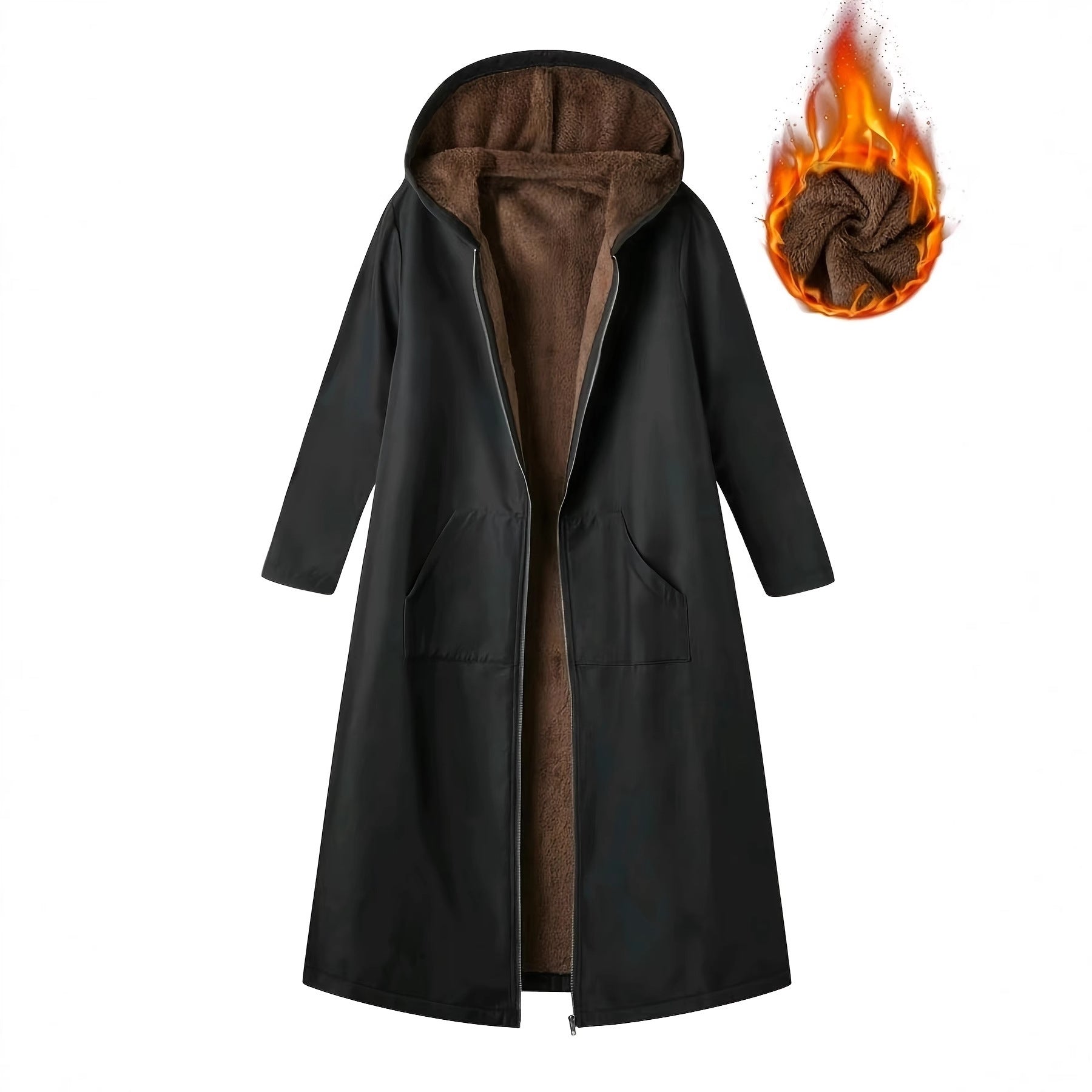 Thickened, Hooded, Long Womens Thermal Coat