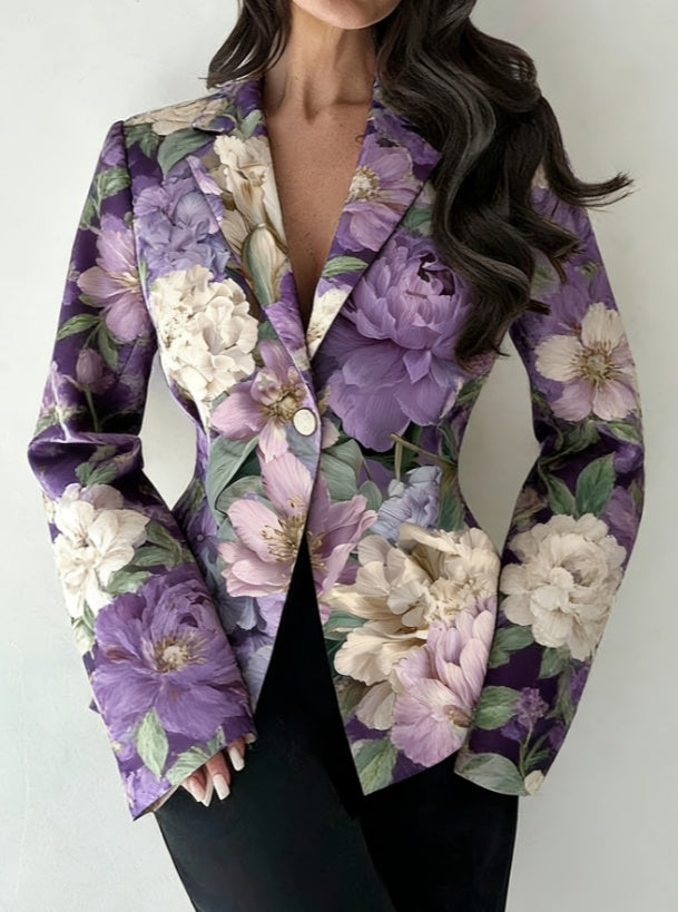 Waist-cinching Lapel Long-sleeved Suit Jacket