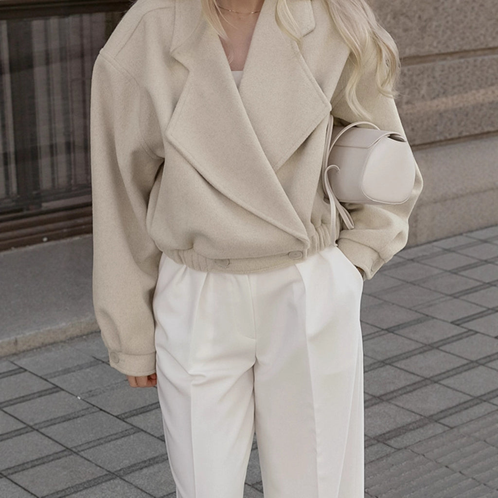 Commuter Wool Coat With A Blazer Collar For Women