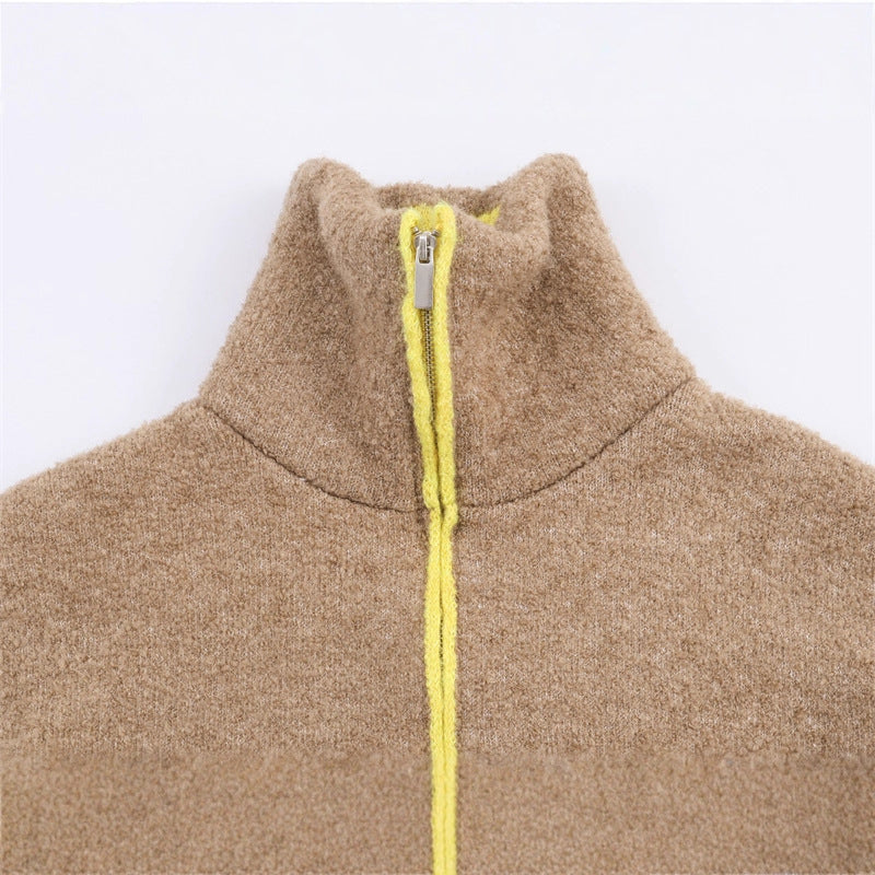 Contrast Color Knit Bomber Jacket