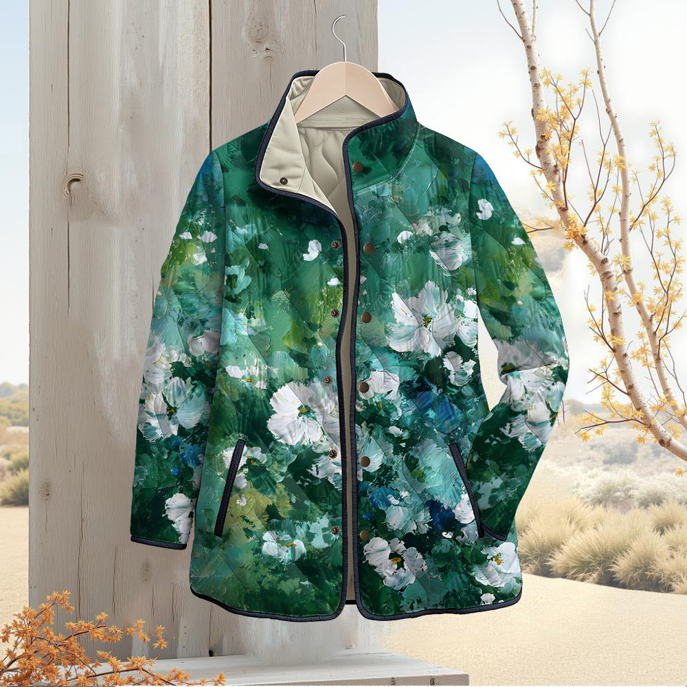 Womens Stylish Cotton-padded Coat With A Fashionable Print