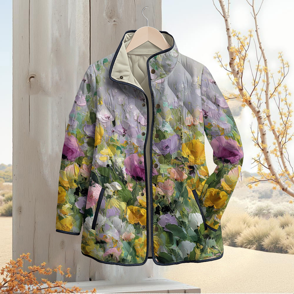 Womens Stylish Cotton-padded Coat With A Fashionable Print