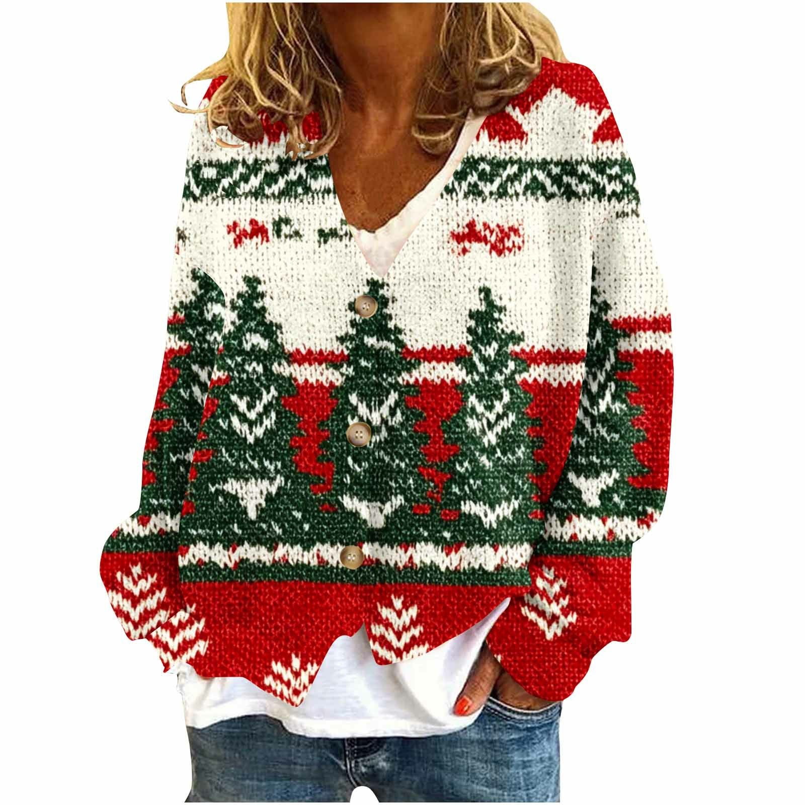 Womens Casual  Versatile V-neck Long-sleeve Loose-fit Sweater Jacket