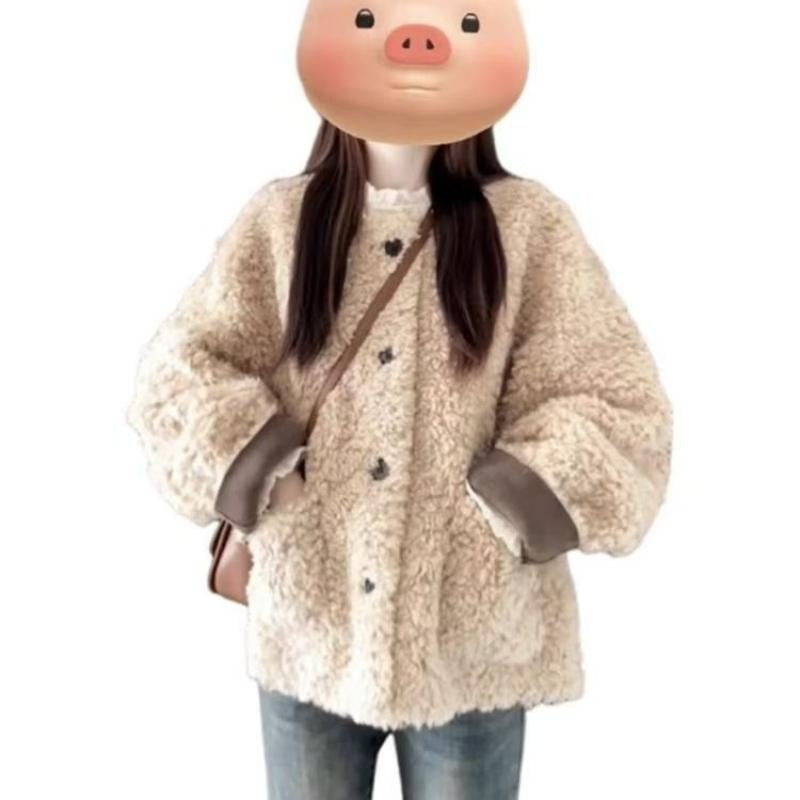 Womens Fluffy Alpaca-fleece Wind- And Down-proof Jacketstylish And Captivating