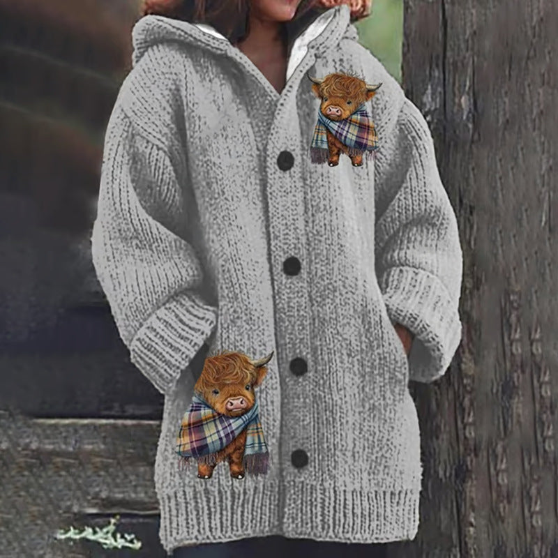 Womens Printed Casual Sweatshirt Jacket