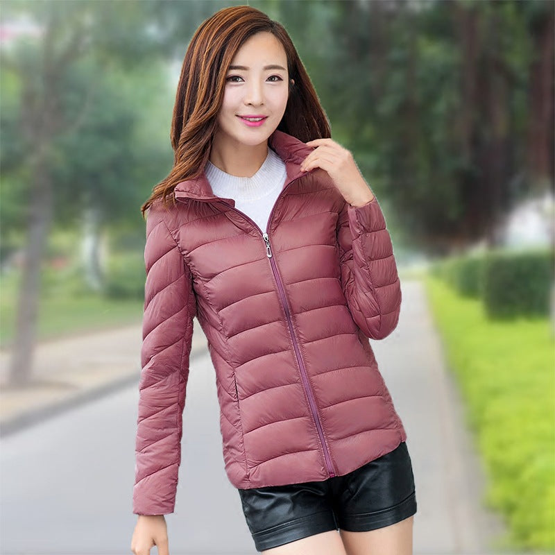 Slim-fit Lightweight Down Puffer Coat For Winter In Plus Sizes