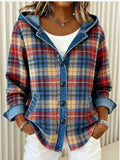 New Womens Trendy Plaid Contrast-color Jacket