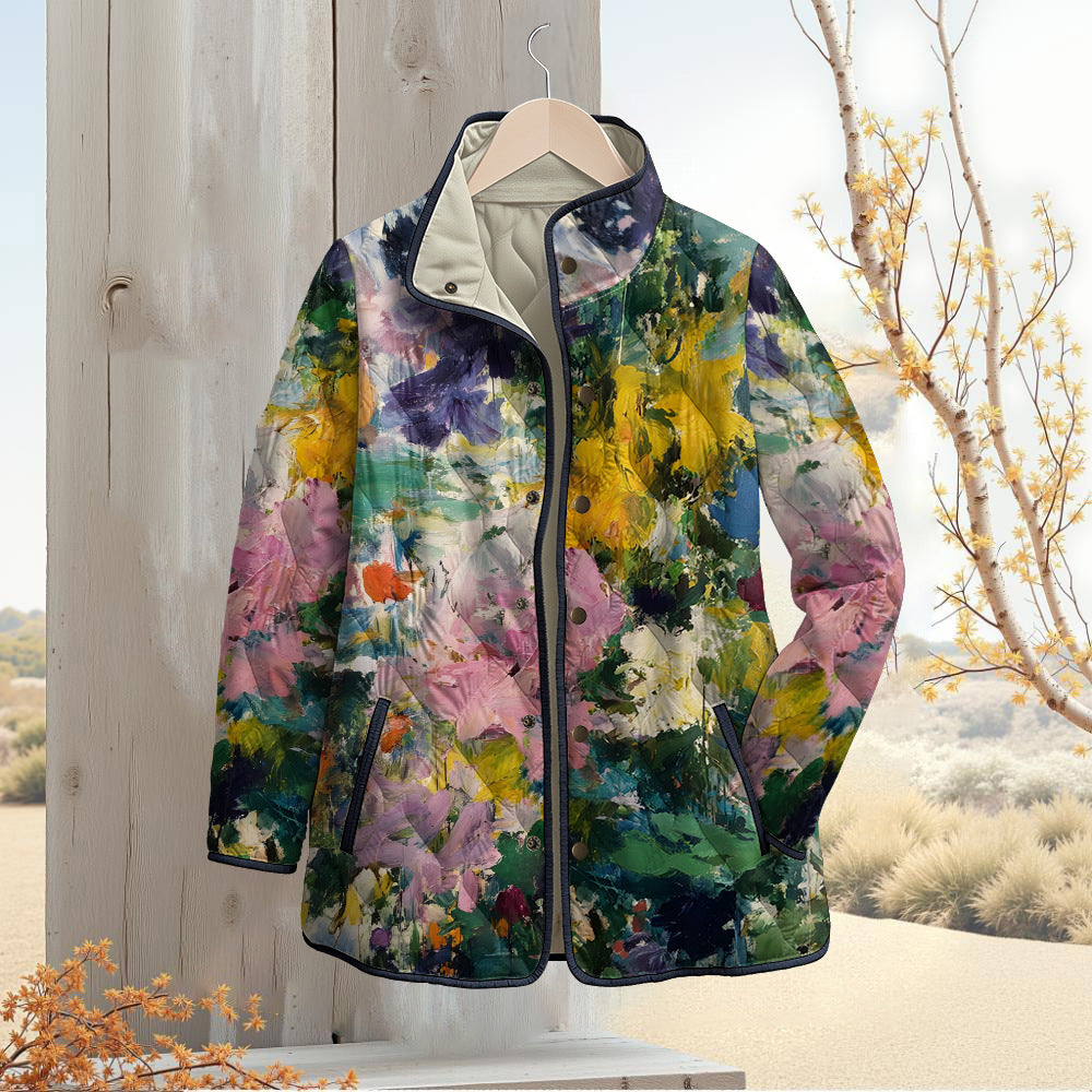 Womens Stylish Cotton-padded Coat With A Fashionable Print