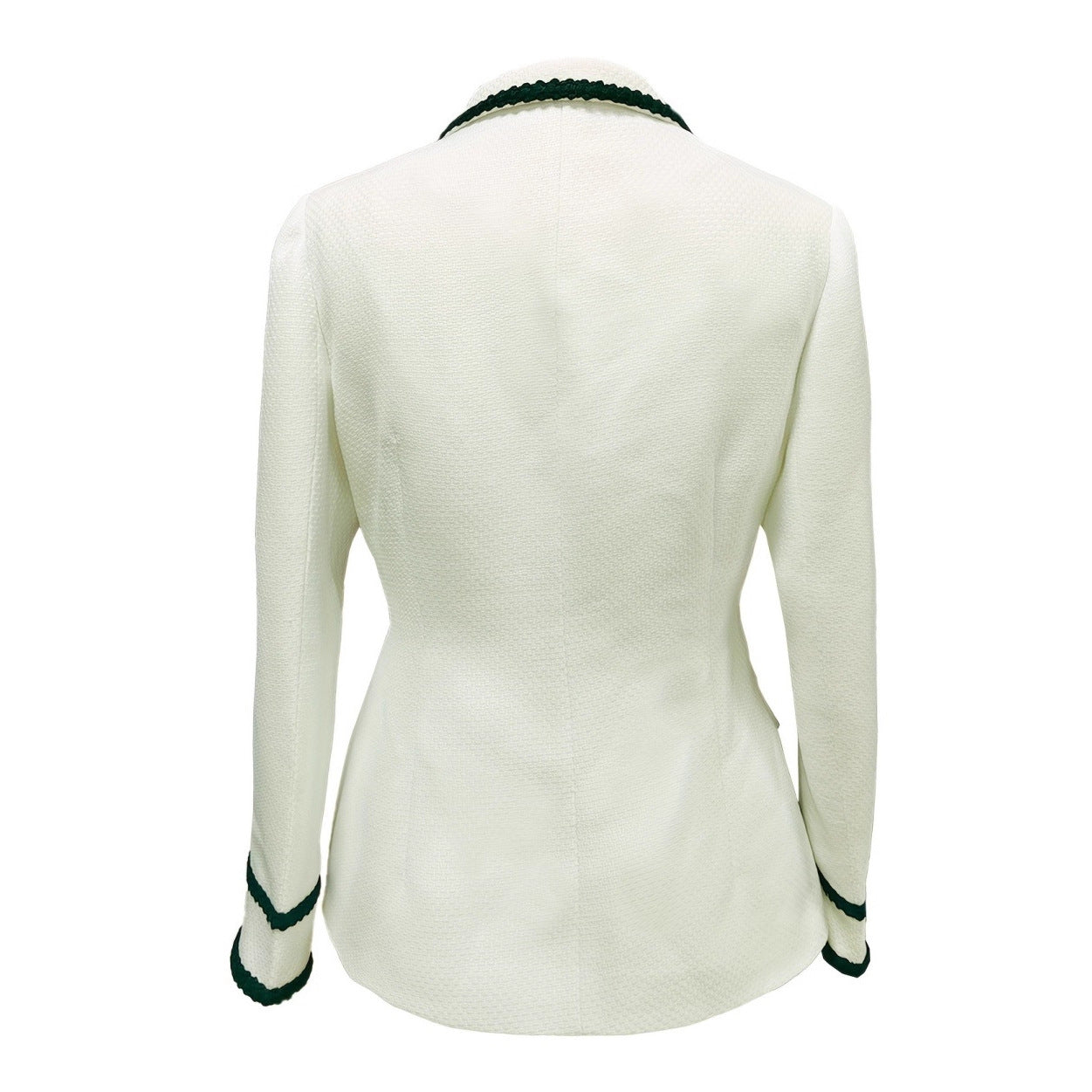 New Womens Elegant Tweed Blazer With Lace Trim