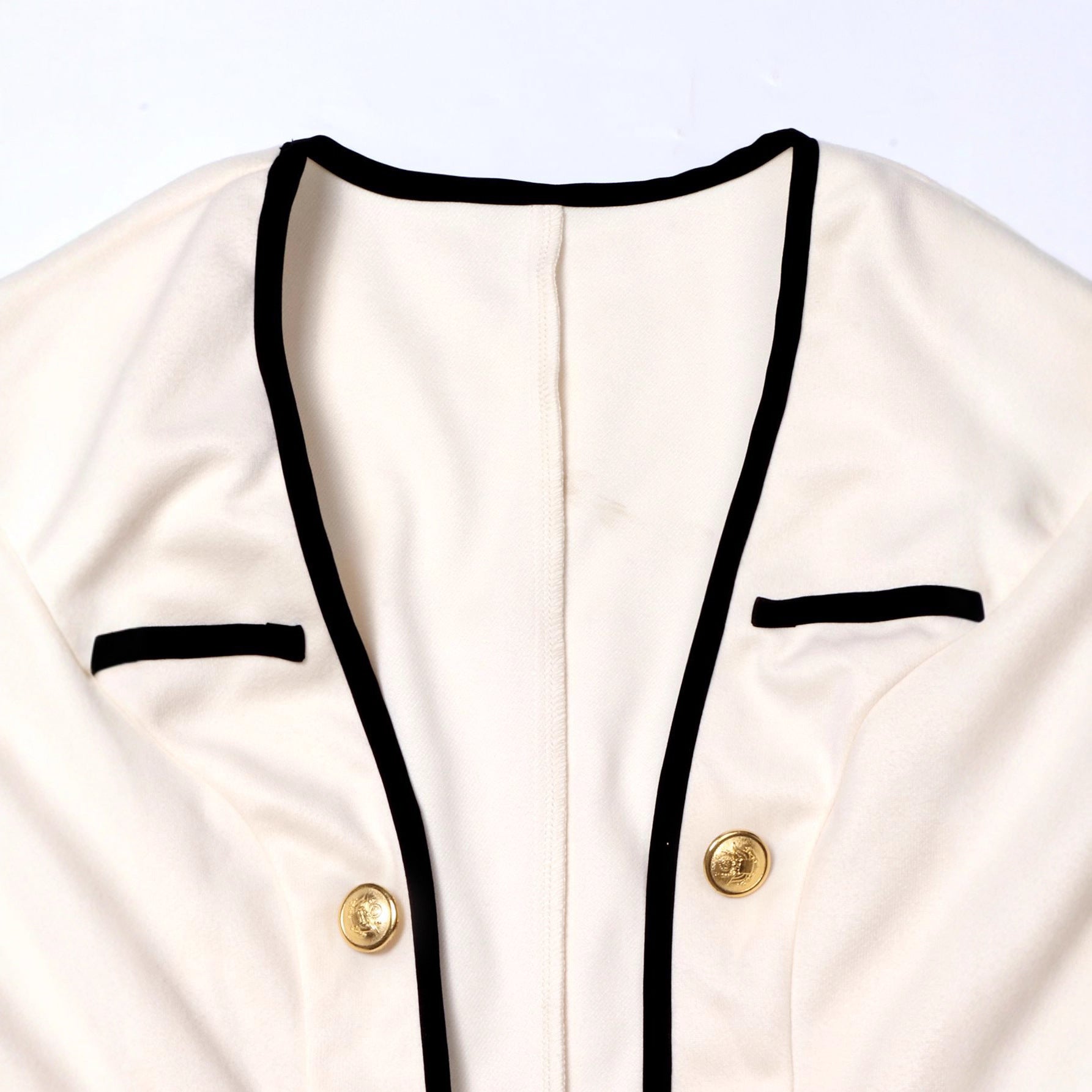 Color-Block Patchwork Long-Sleeve Jacket With Buttons