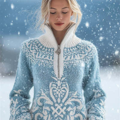 3D Digital-Print Fashionable Retro Zip-Up Hoodie Coat