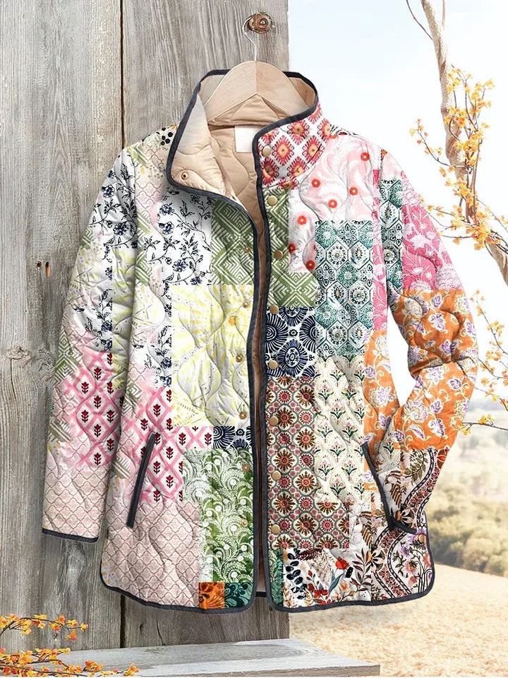Womens Stylish Cotton-padded Coat With A Fashionable Print