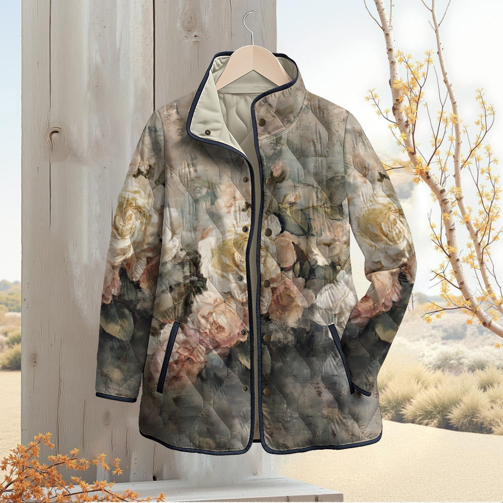 Womens Stylish Cotton-padded Coat With A Fashionable Print