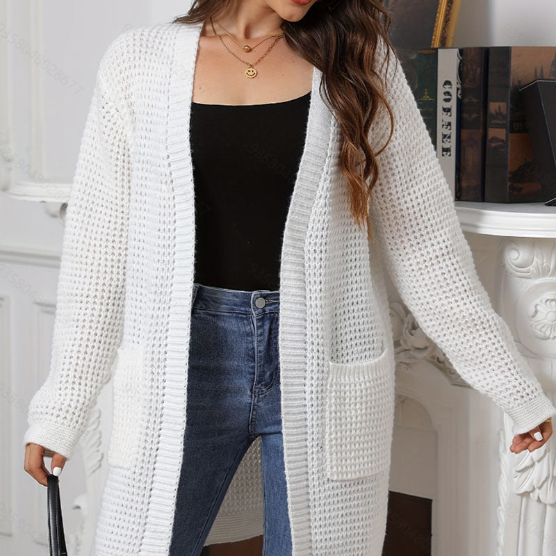 Womens Knitted Long Cable Knit Sweater Coat