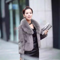 Womens Short Faux Rex Rabbit Fur Coat Slim Fit