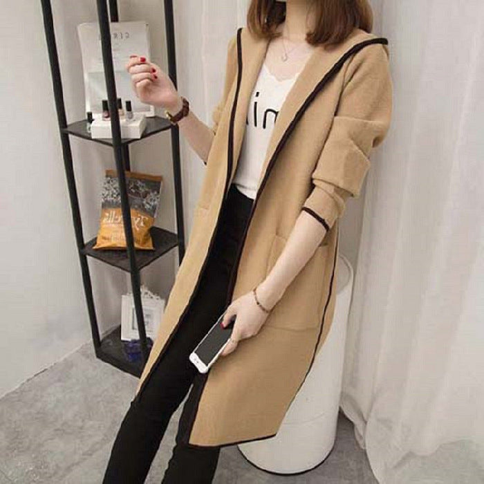Womens Mid-length Cardigan Trench Coat