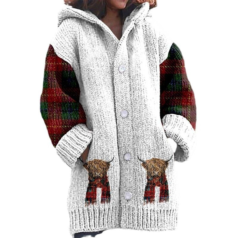 Womens Printed Casual Sweatshirt Jacket