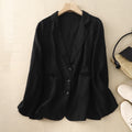Womens Retro Casual Linen Blazer With A Notch Lapel For Layering
