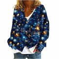 Womens Casual  Versatile V-neck Long-sleeve Loose-fit Sweater Jacket
