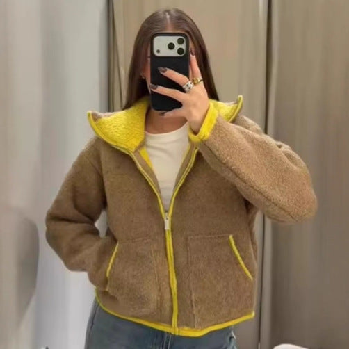 Contrast Color Knit Bomber Jacket