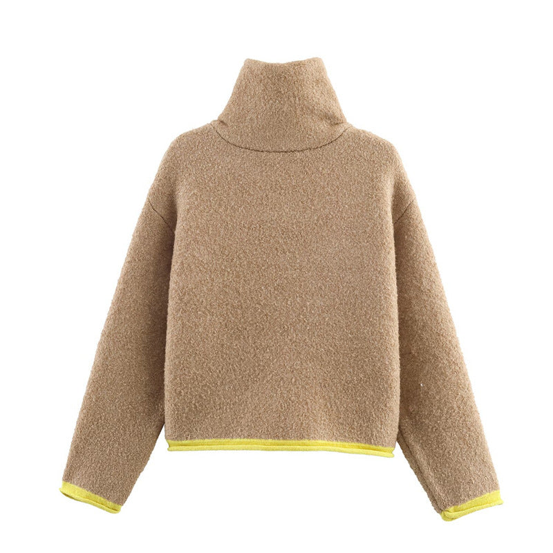 Contrast Color Knit Bomber Jacket