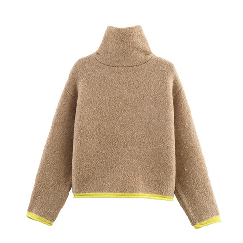 Contrast Color Knit Bomber Jacket