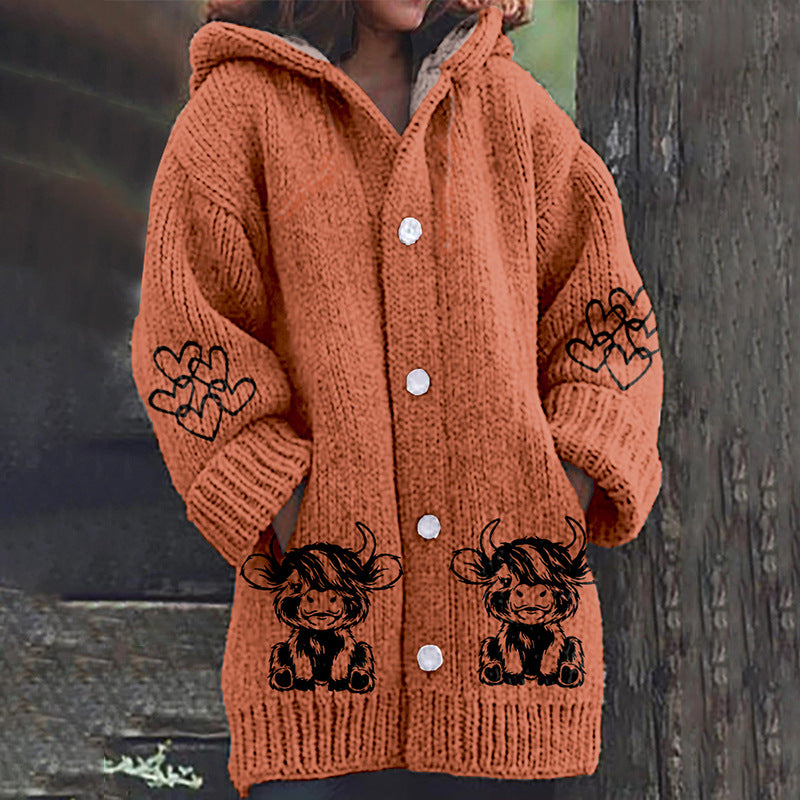 Womens Printed Casual Sweatshirt Jacket