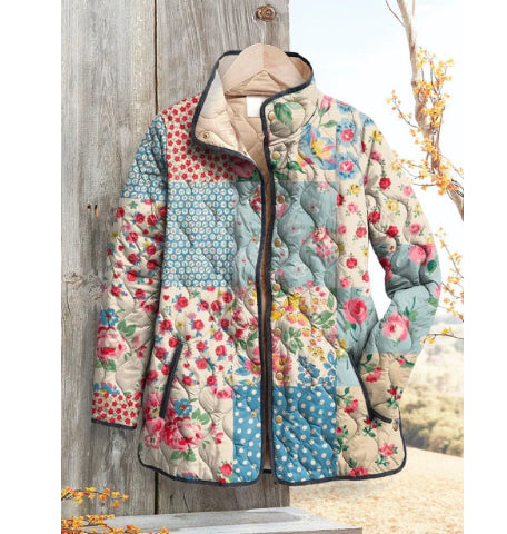 Womens Stylish Cotton-padded Coat With A Fashionable Print