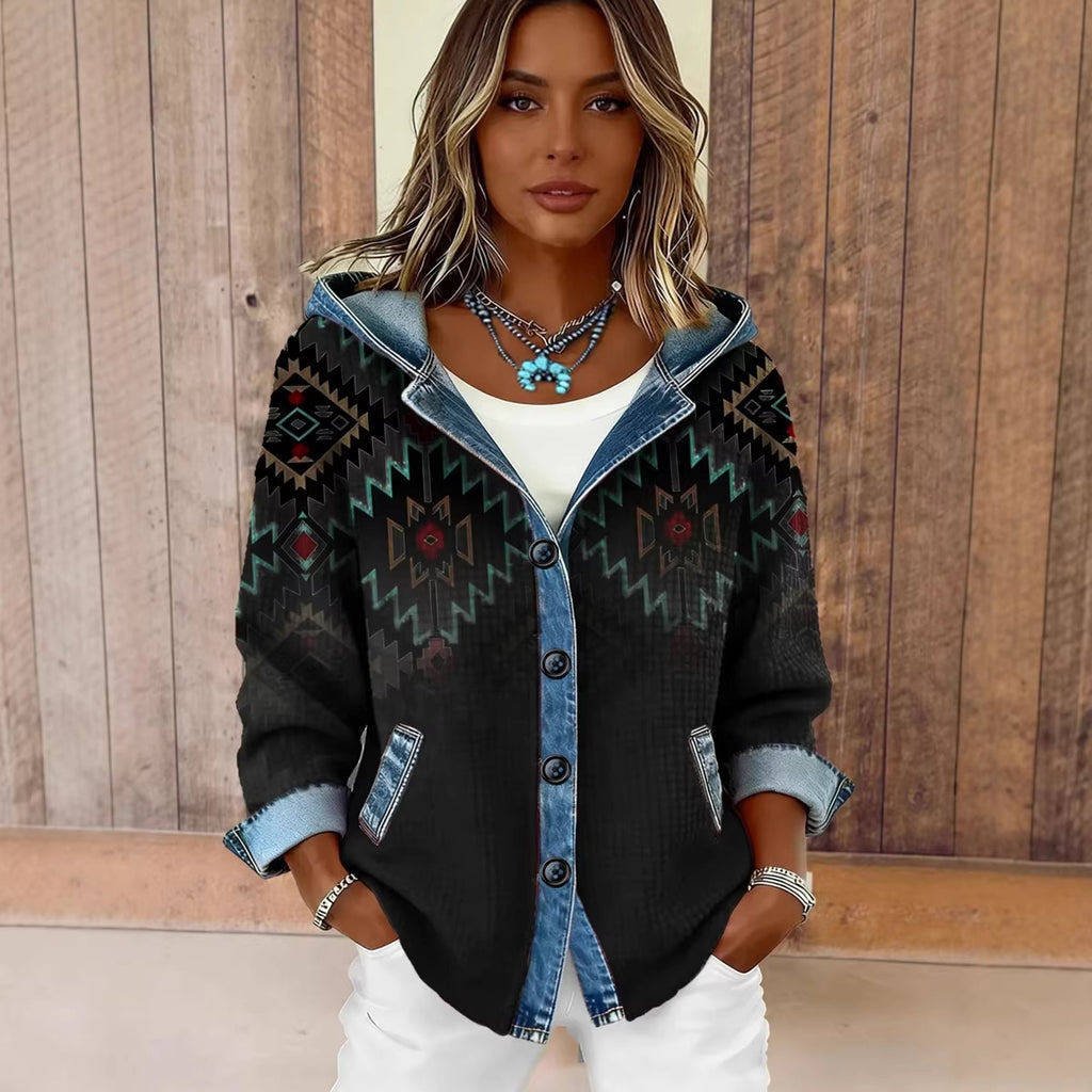 New Womens Trendy Plaid Contrast-color Jacket