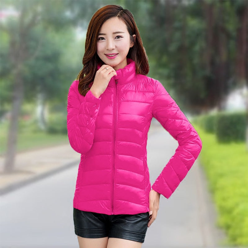 Slim-fit Lightweight Down Puffer Coat For Winter In Plus Sizes