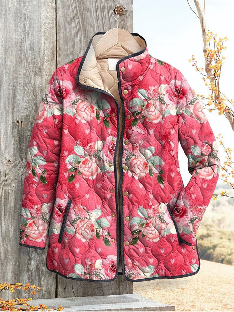 Womens Stylish Cotton-padded Coat With A Fashionable Print